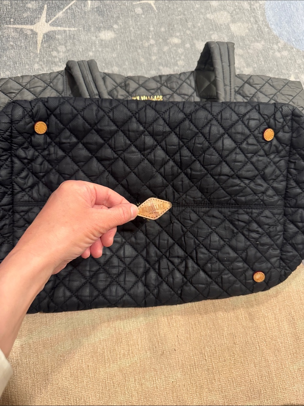 MZ Wallace Black & Magnet Gray Quilted Metro Tote Size Large - Picture 6 of 11
